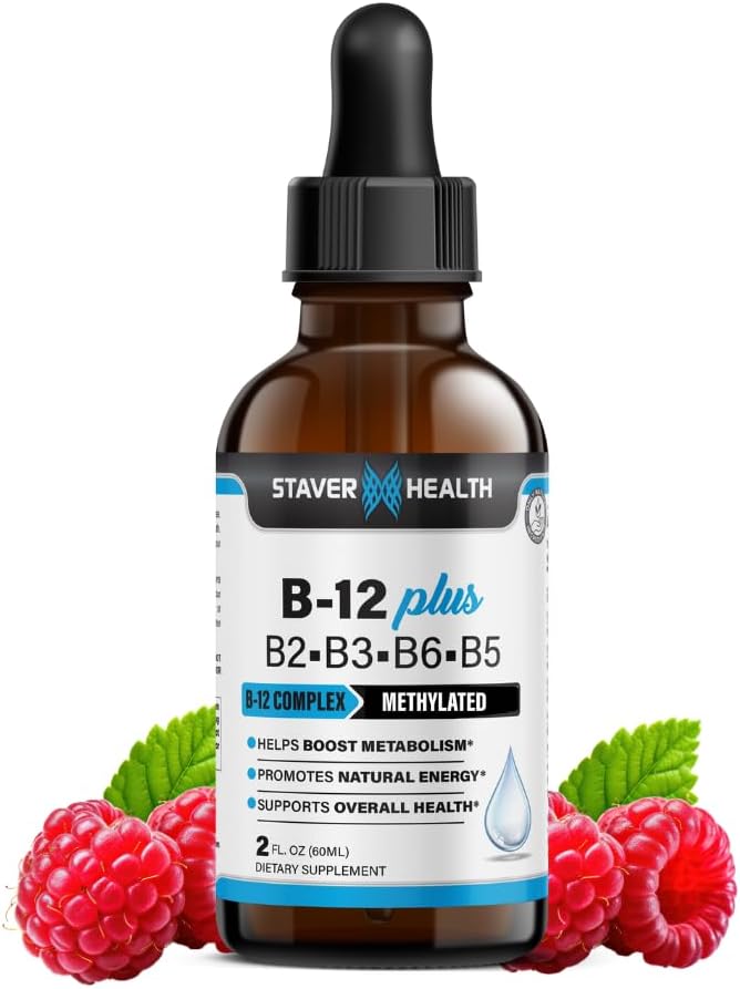 B12 Plus Liquid B-vitamiini Complex Supplement - B Complex Vitamiini Supplement - 2 kuukauden tarjonta - energiatuen täydentää - Vegan - ei-GMO - Gluteeniton - 2 Fl Oz