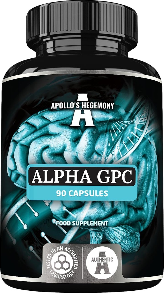 APOLLO: s HEGEMONY Alpha-GPC 600mg per daglig dos - 90 Vegan Choline Capsules - 99% Choline Alfoscerate Dietary Supplement - Lipid Choline - Memory and Concentration Capsules