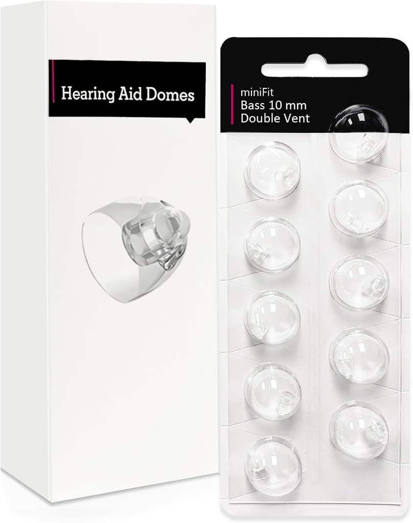 Double Vent 10mm-kuuloapukuvut Oticon Minifitille, Oticon kuulolaite tarvikkeet, varaosat tarvikkeet Universal Oticon Domes kuulolaitteiden puhdistuspakkaukset (10 kpl)