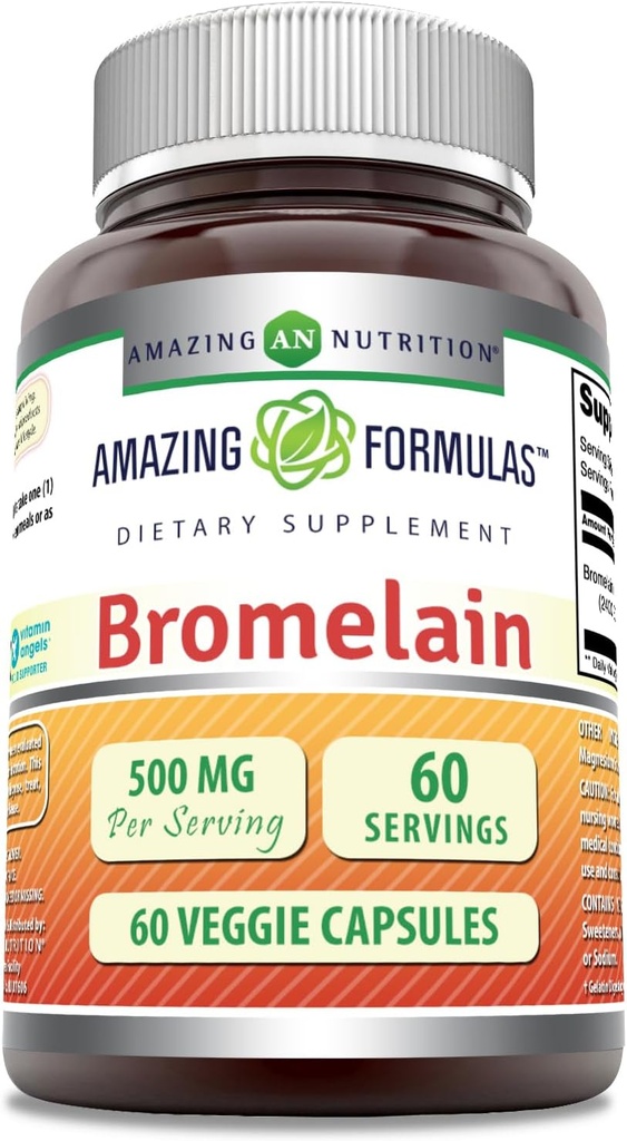 Hämmästyttävä Formula Bromelain 500mg 2400 GDU, 60 Kasviskapselit ... ei-GMO: lle...