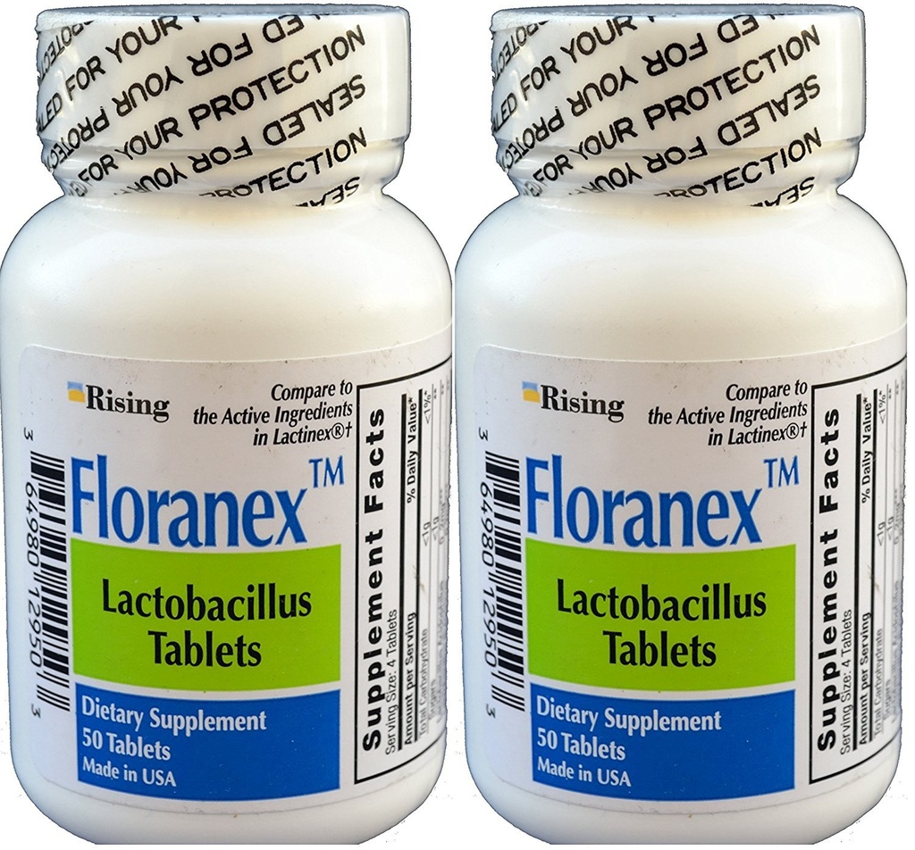 Floranex Probiotic för Colon Health Generic för Lactinex 50 tabletter per flaska Pack med 2 Total 100 tabletter