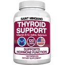 Thyroid Support Supplement med jod | 120 kapslar för att hjälpa kroppsmassa och förbättra energi, kardiovaskulär, energi och fokusformel | 14 naturliga vitaminer