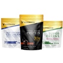 Transformation Chocolate Protein Powder | 30G Multi-Protein Superblend + Grass-Fed Hydrolyzed Collagen Peptides Powder- Hair, Skin, Nails + Organic Super Greens Superfood Powder- Immune & Energy Support