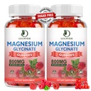 (2 Pack Sugar Free Magnesium Glycinate Gummies, 500mg Magnesium Glycinate med 200mg Magnesium Malate, Taurate, Oxide, COQ10, Vitamin B6 och D3, Sleep & Calm Support, 120 Raspberry Gummies