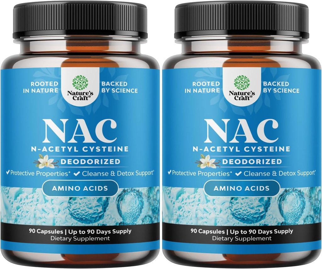 NAC täydentää N-Acetyl Cysteine 600 mg - Vegan High Imeytyminen NAC 600 mg kapselit - Glutatione Precursor maksan Cleanse Detox & Repair Plus Lung Health and Immunity Support (180 Servings)