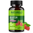 NATURALLO Biotin Gummies - Tukee Terveet hiukset, iho & kynnet - High Potency 2500 mikrog - Non GMO, Gluteeniton - 60 Gummie