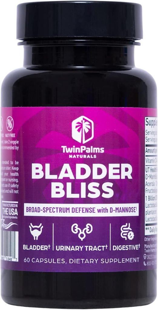 Rakko Bliss: Advanced Cranberry Supplement & D-Mannose Formula for virtsateiden terveys naisille, ei-GMO, gluteeniton, vegaaniset kapselit, nopeatoiminen helpotus & UTI ehkäisy, rakkotuki, 60 Ct