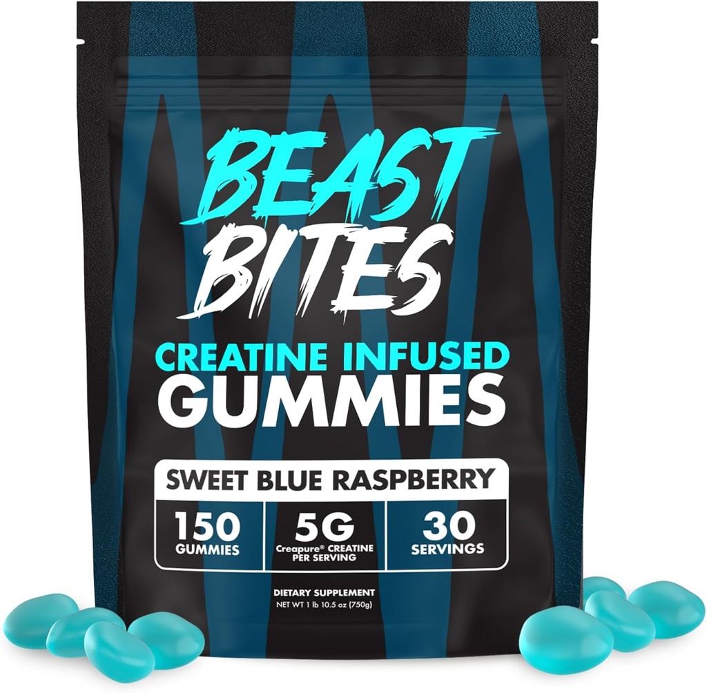 BEAST BITES - Kreatininfuserade Gummies - 5g Creapure Creatine Monohydrate Per Serving - NSF Certified for Sport - 30 portioner