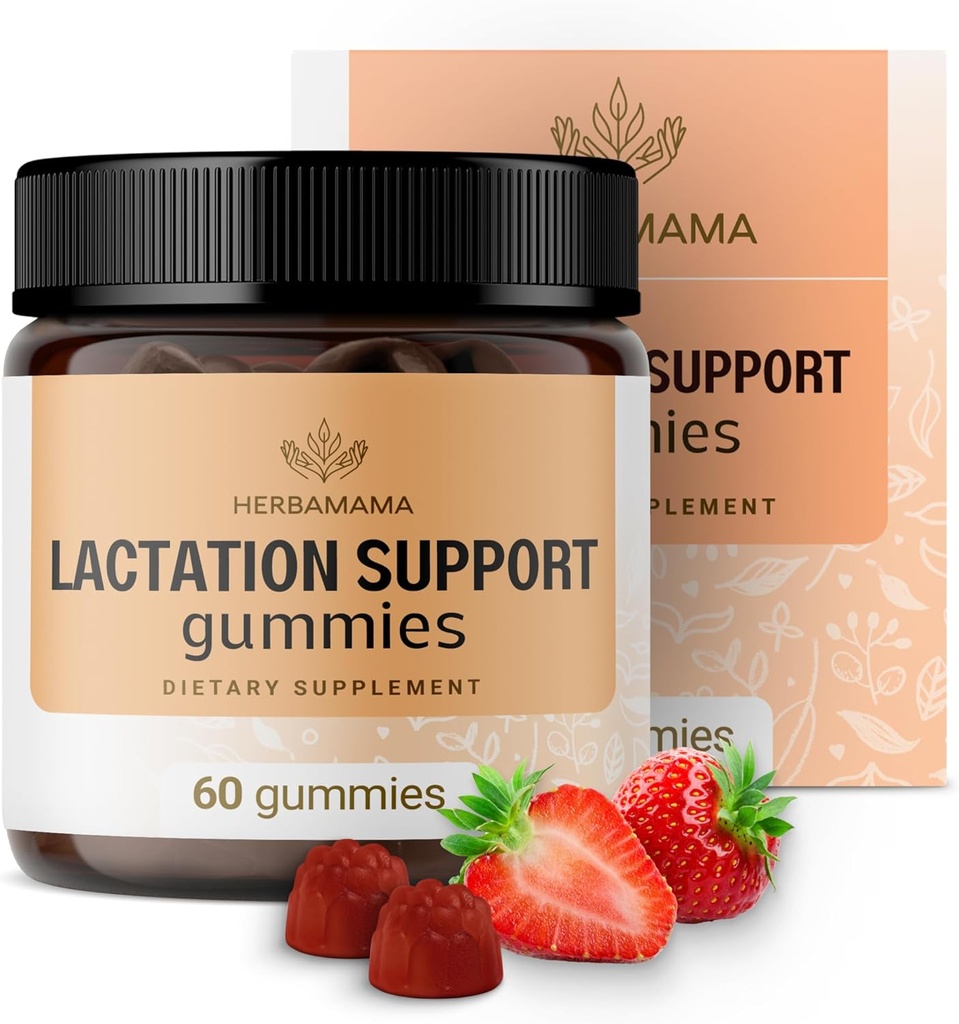 HERBAMAMA Imetys Tuki Gummies - Kasviperäistä sekoitus äidin rintamaitoa tuki - Vegaani, ei-GMO Imetys täydentää naisille - 60 Pektiiniä mansikka-Flavored Chews