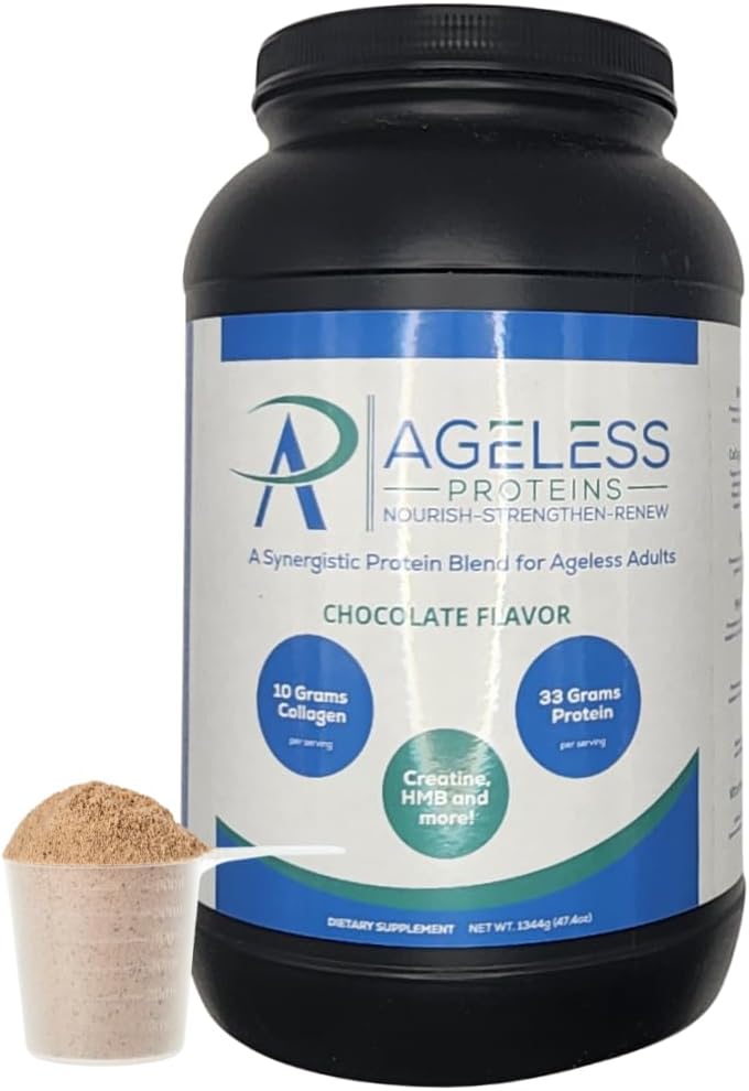 Chocolate Whey Protein Powder ja Collagen Peptides aikuisille. Tukee lihasten rakentaminen ja yhteinen terveys kanssa 24g proteiinia, kreatiini, HMB, ja vitamiineja (30 Tarjoukset, suklaa)