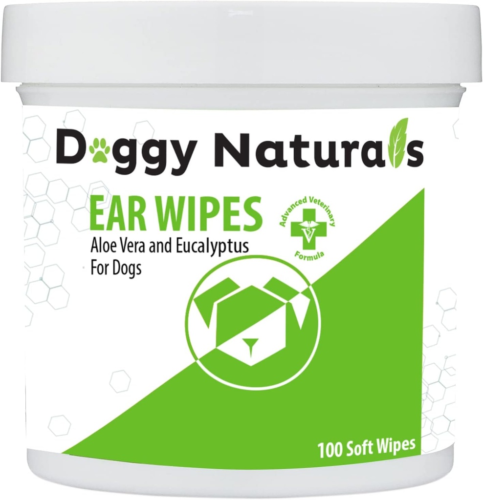 Dog Ear Cleaner Wipes with Aloe and Eucalyptus (100 Count) - Otic Cleanser for Dogs (Made in U.S.A.) (100ct Wipes with Aloe & Eucalyptus)