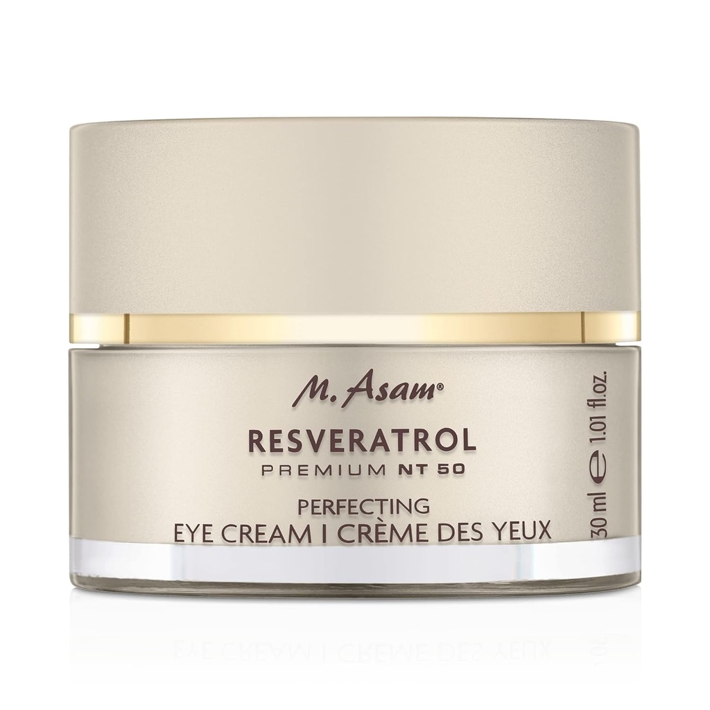 M. Asam Resveratrol Premium NT50 Perfecting Eye Cream - Anti-aging under ögonkräm med resveratrol & hyaluronsyra till släta rynkor & fina linjer, vegan formel, 1.01 Fl Oz