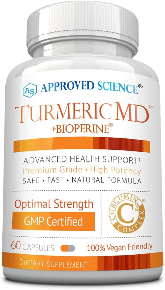 Hyväksytty Science Turmeric MD - BioPerine & 95% Standarded Turmeric Curcuminoids - 60 kapselia (1 kuukausi toimitus)