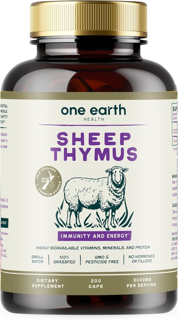 Yksi Maan terveys Grass Fed Thymus - Uusi-Seelanti Lähde Thymus. 3 000 mg per annos, 200