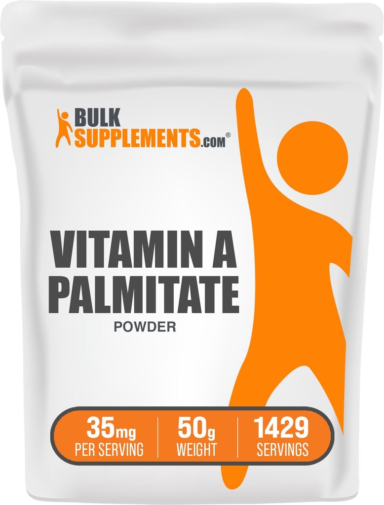BulkSupplements.com A-vitamiini Palmitaattijauhe - kuten Retinol Palmitaatti, A-vitamiini täydentää immuuni- ja silmätuki - Gluteeniton, 35 mg per tarjoilu, 50g (1.8 oz) (pakkaus 1)