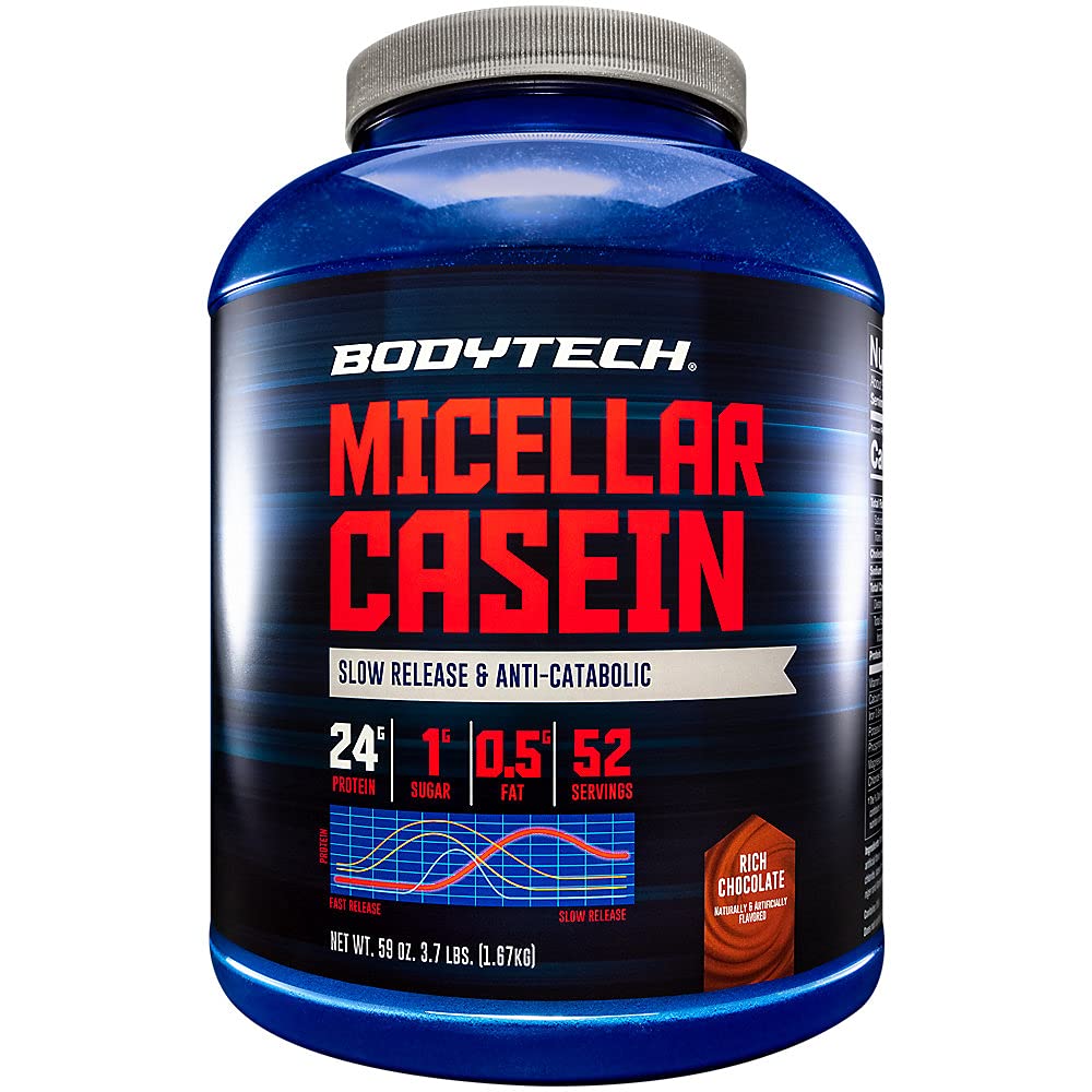BODYTECH Micellar Casein Protein Powder, hidas julkaisu yön yli lihasten Recovery - 24 grammaa proteiinia per tarjoilu - Rich Chocolate (4 punta)