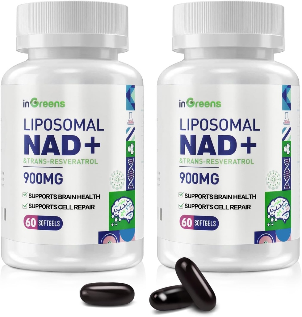900 mg Trans Resveratrol 300 mg, Korvaa NMN: n, Superior Imeytyminen, True NAD Plus täydentää DNA korjaus ja Boost NAD+, ikääntyminen puolustus, energia, 120 Softgels, 2 pakkaus