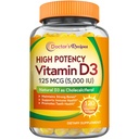 Doktorns recept vitamin D3 5000IU, immunstöd för ben, tänder och immunfunktion, icke-GMO, ingen gelatin, gluten eller soja, 120 vegetariska mjukglar