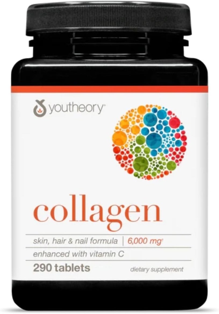 Youtheory Collagen, w/ C- vitamiini - 290 tablettia - 1 tabletin pakkaus