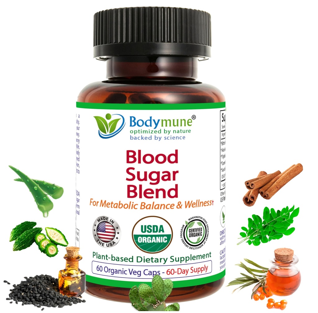USDA Organic Blood Sugar Blend | Stöder Hälsosam Metabolism * | med Bitter Melon, Moringa, Aloe Vera, Nopal, Papaya Extracts & More | 60-Day Supply | Vegan & Non-GMO | USA-Made