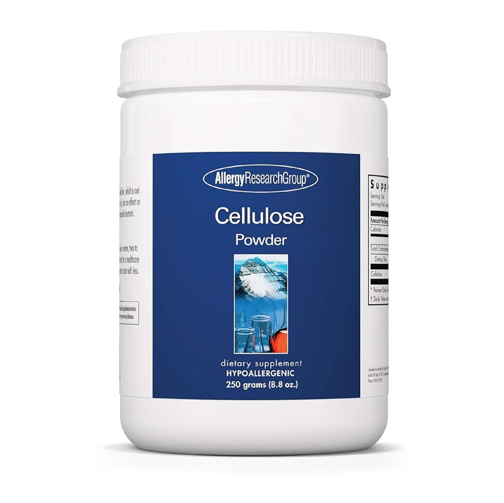 Allergia Tutkimusryhmä Selluloosa Powder - Mikrokiteinen selluloosa Powder, 2000 mg Liukenematon kuitu Supplement, Jauhemainen selluloosa, Ei-Fermentable, Hypoallergenic - 8,8 Oz
