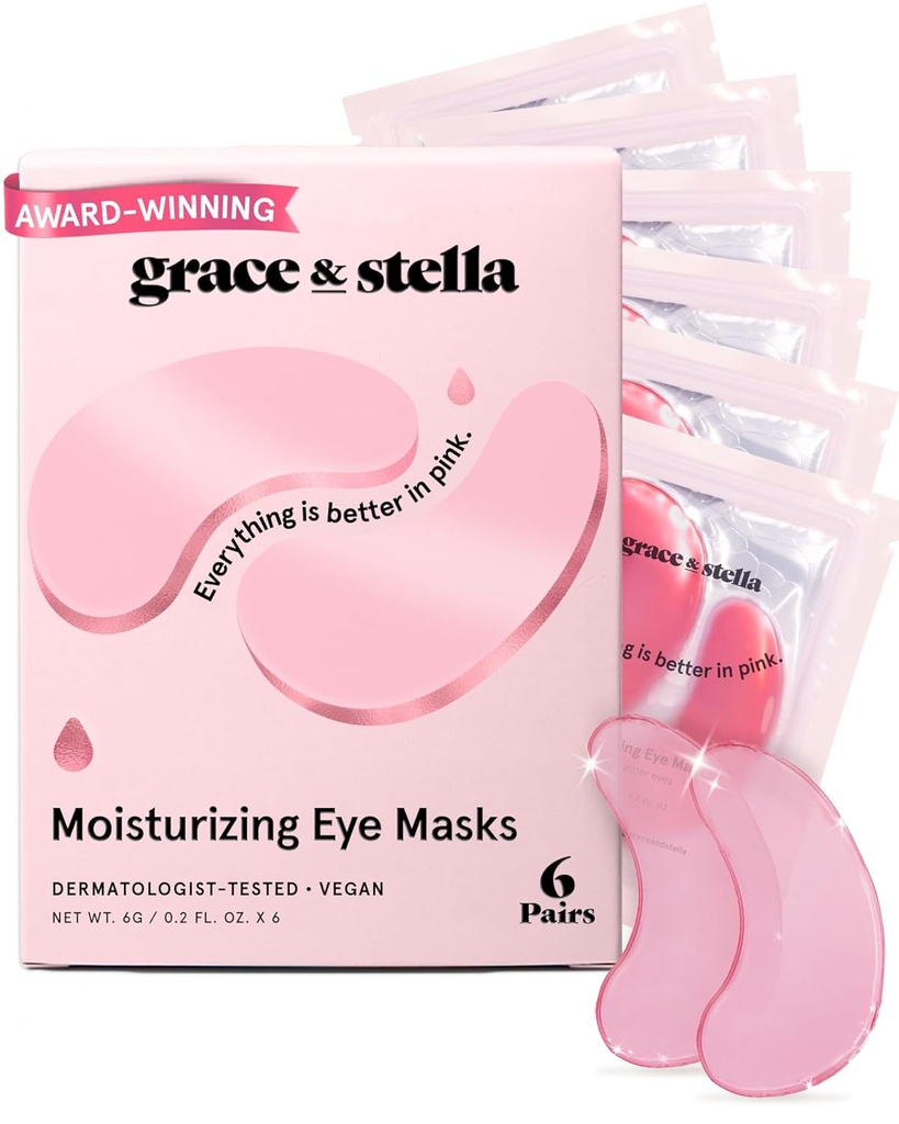 Grace & stella-palkinto Winning Under Eye Mask - Vähentää tummat ympyrät, Puffy Eyes, Underey Bags, ryppyjä - Gel Under Eye Patchs - Lahjat äidille - Vegaani Julma-vapaa Itsehoito (Pink, 6 paria)