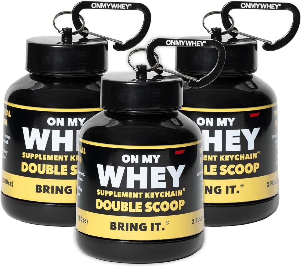 ONMYWHEY Protein Powder Container to Go - Travel Water Bottle Funnel for Mixes, Portable Pre Treout Supplement Containers & Dispenser Funnels, Mini Preworkout Lisäravinteet haltija Keychain pullot