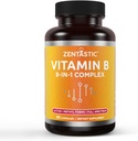 Zentastinen B-vitamiini - Kaikki B-vitamiinit B12, B6, B9 Foolihappo, Koliini, Inositoli - Aktiivi- ja metyylimuodot - Hermosto, energia, aineenvaihdunta, Immunosupport - 90 Vegaanikapselit