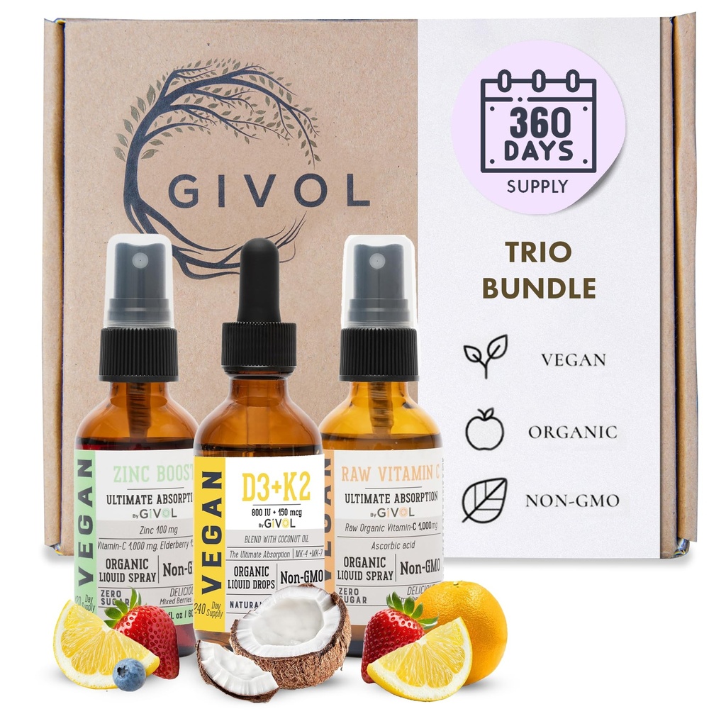 Immuniteetti tukipakkaus - raaka C-vitamiini, D3 & K2 neste, sinkkipikolinaatti - Premium Heart Health vitamiineja w / Essential Minerals, antioksidantti ominaisuuksia, & Kardiovaskulaarisia etuja - 180 päivän tarjonta