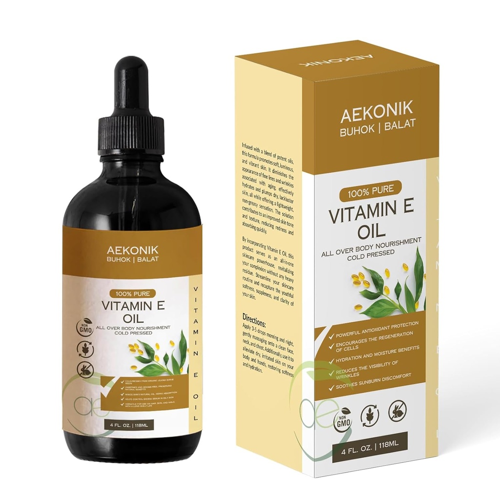 Orgaaninen E-vitamiiniöljy - Essential Pure E-vitamiinin Oil For Body Care ja ihonhoito - 4-Oz pullo kuiva iho, ryppyjä, venyttää markkaa, akne & anti-aging