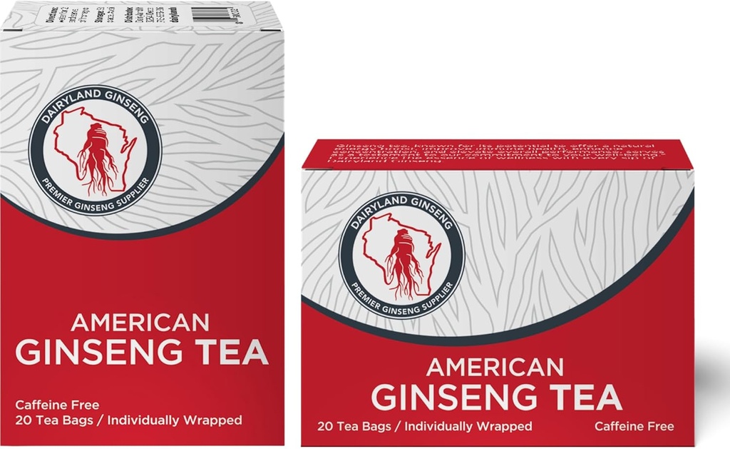Dairyland American Ginseng Tea Bags .. (40 ct) - Premium Wisconsin Ginseng Tea - Aito amerikkalainen - Ei-GMO, Gluteeniton Drink