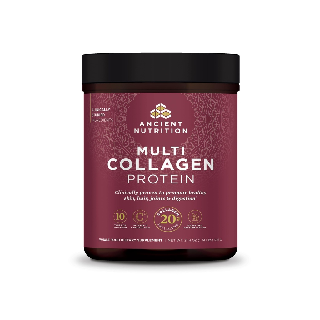 Antiikin ravitsemus Kollageeni Peptides Powder, Multi Collagen Protein, Naiset ja miehet, C-vitamiini, Probiootit, Hydrolysoitu kollageeni, tukee ihoa, nivelet, Gut Health, makuamaton, 60 tarjoilua