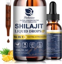 16 i 1 Shilajit Resin Liquid Drop, Shilajit W/Ginseng, gurkmeja, Rhodiola, Wolfberry, Amla & Vitamins, Shilajit Supplement för män och kvinnor med 85+ Trace Minerals & Fulvic Acid, 1 Fl Oz