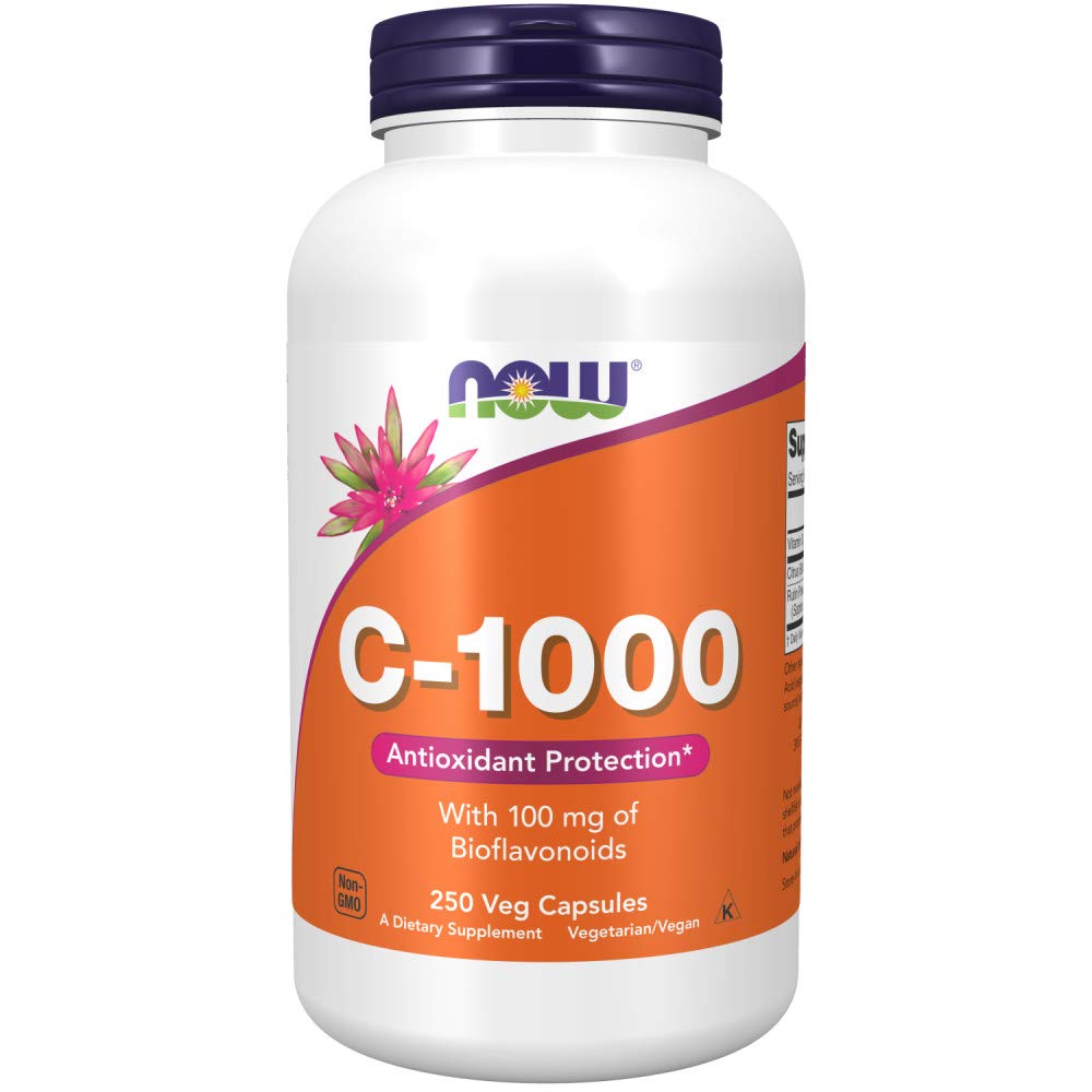 Nu Kosttillskott, vitamin C-1,000 med 100 mg Bioflavonoider, Antioxidantskydd *, 250 Veg kapslar (Pack av 2)
