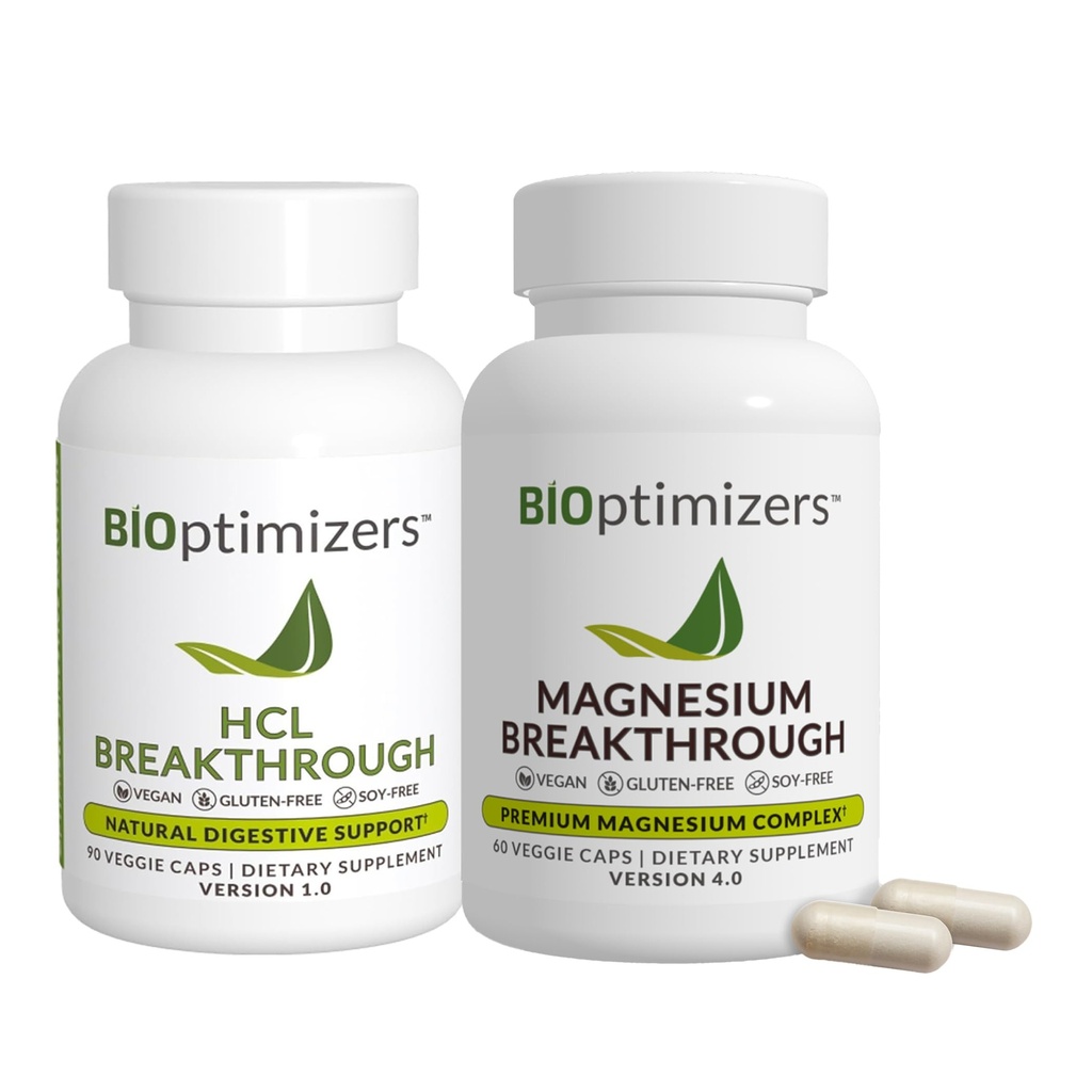 BiOptimizers - Magnesiumläpimurto (60 kapselia) ja HCL läpimurto (90 kapselia)