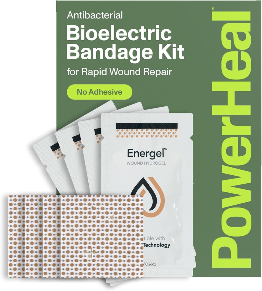 PowerHeal Bioelectric Bandage Kit for Haavanhoito & Parannus ... Yksikerroksinen Ei liimaa Sisältää Haava Hydrogel, voidaan leikata sopivaksi haavat, hiertymät, läpipainopakkaukset, palavat ... 4-pakkaus, 2... x 2...