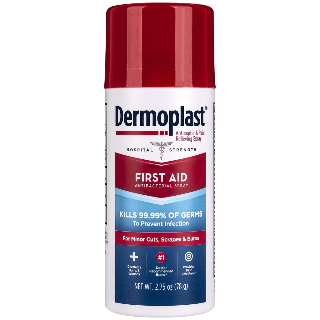 Dermoplast Ensiapusumutus, Analgesic & Antiseptinen ruiskutus pienille paloille, scrapes ja Burns, 2.75 Ounce (Pakkaus toukokuussa Vary)