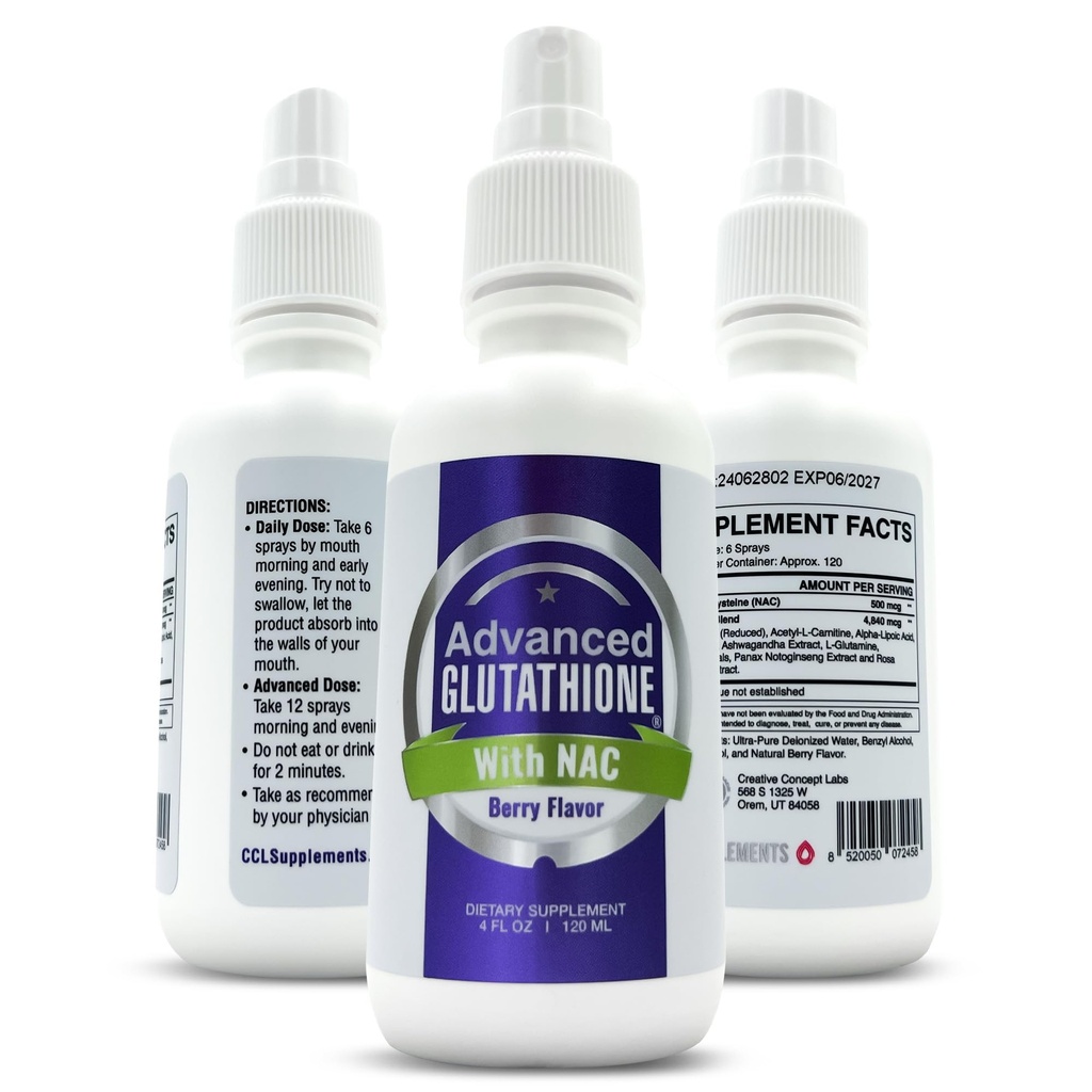 Liquid Liposomal Glutatione Spray - Maksimi-imukyky Glutatione Supplement with NAC, Ashwagandha, Glutamiini, Askorbiinihappo - Subling Easy Use - Immuno & Detox Support - 4oz