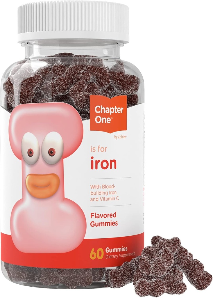 Zahler Iron Gummies med C-vitamin för kvinnor, män och barn - bästa tuggbara lätt att digest kosher järn tillskott för barn och vuxna - 60 greve
