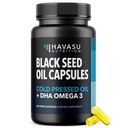 Black Seed Oil with DHA Supplement for Brain Health and Cognition - Cold Pressed Black Cumin Seed Oil and DHA Omega 3-60 Liquid Capsules, Unmariored, Vegan, non-GMO, and Gluten-free - 1 kuukauden toimitus