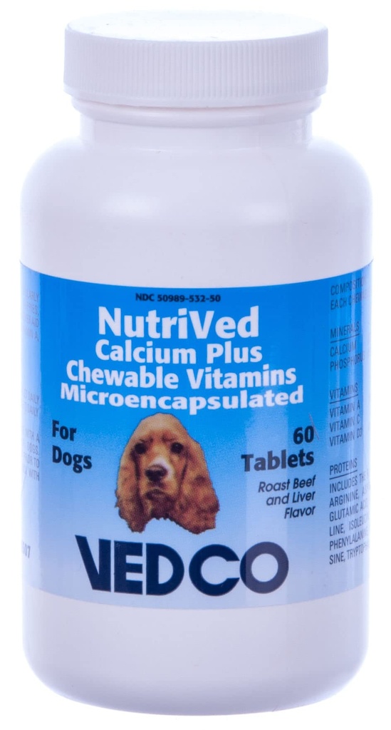 NutriVed Kalsium Plus pureskeltavia vitamiineja koirille - 60 tablettia