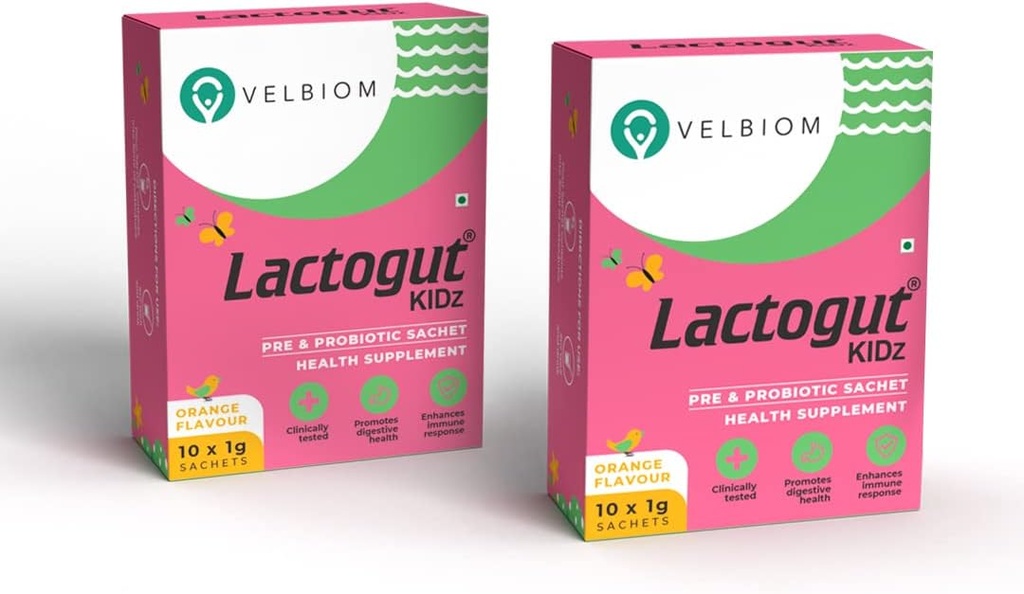 Lactogut Kidz Probiootit Powder for Kids Helppo kuluttaa Probiootit lapsille Gut Health, yleinen hyvinvointi ja immuniteetti Vegaani kliinisesti todistettu - Pack 2