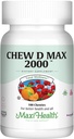 Maxi Health purutabletti D3 2000 IU täydennysosa - herkullinen luonnollinen kupla Gum Flavor - tukee kalsiumin imeytymistä, immuuni- ja luuterveyttä aikuisilla naiset, miehet, lapset ja pikkulapset - 100 Chews