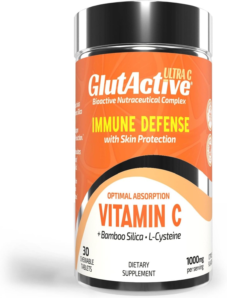 Ultra VIT-C 1000 mg purutabletti - Immuuni tuki & Collagen Builder - korkea imeytyminen Askorbiinihappoa Cysteine & Bamboo Silika - Tehokas antioksidantti - 30 tablettia