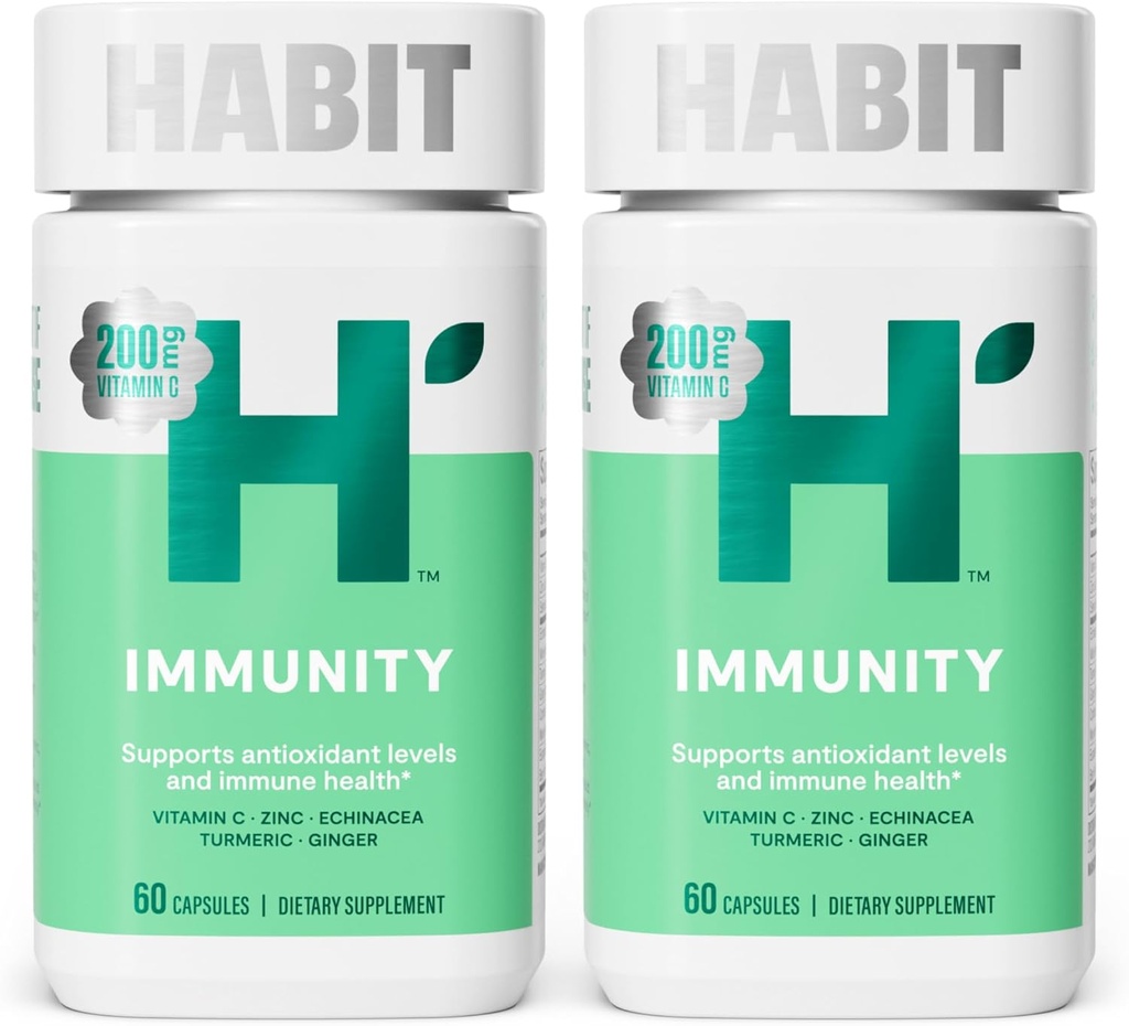 Habit Immuniteetti täydentää 2 pakkaus (120 kapselia) - Uusi Look, Echinacea, Elderberry, Turmeeric, Sinkki Blend tukemaan immuuniterveyden ja antioksidanttien tasoilla, Vegaani, ei-GMO