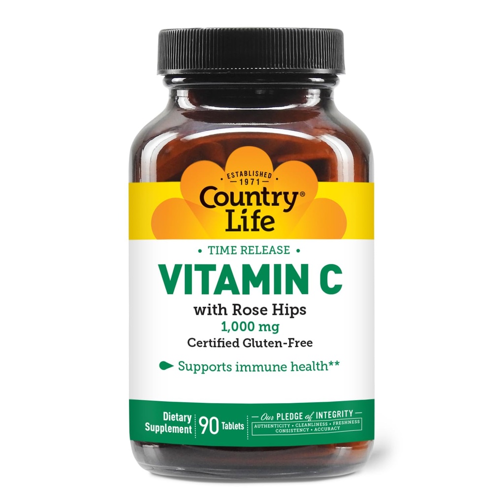 Maa Elämän C-vitamiini 1000 mg Rose HIPS ajanvapautus Immunosupport Supplement 