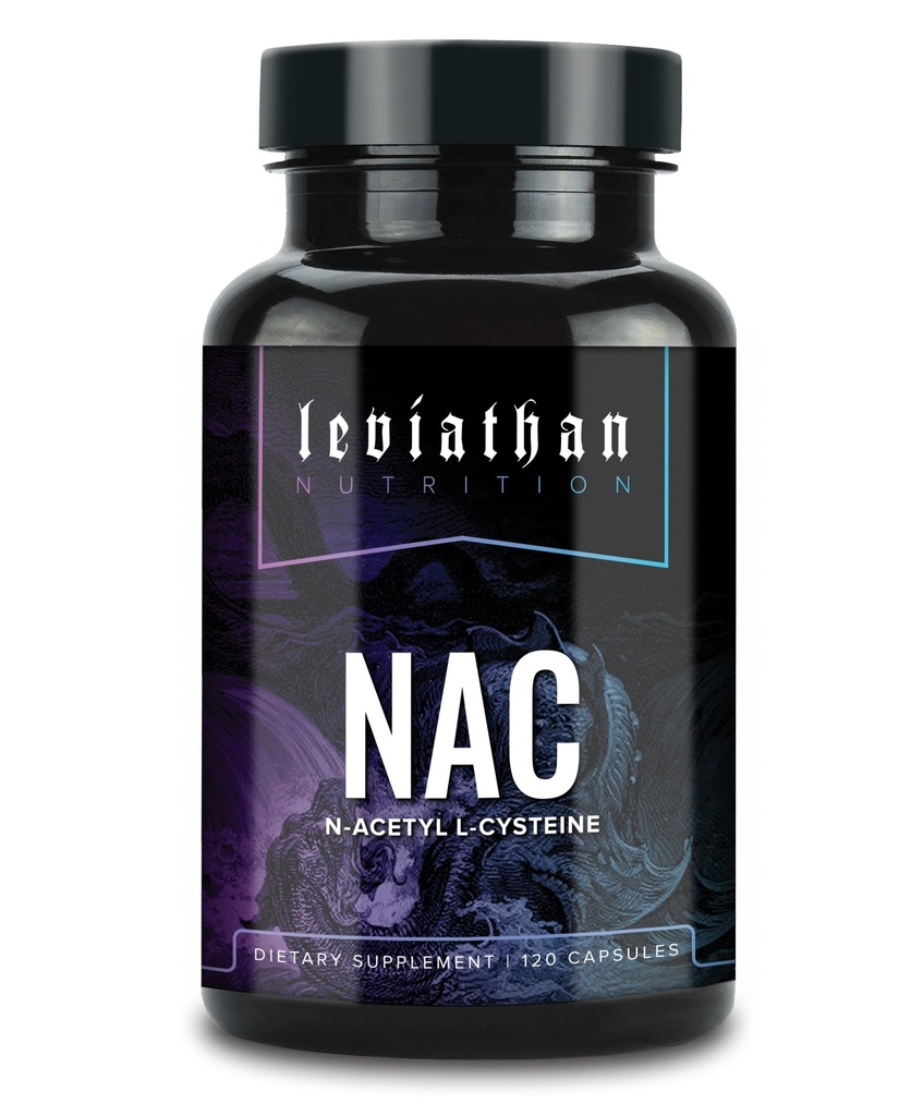 Leviathan Nutrition NAC Supplement N-Acetyl Cysteine for Lung, Liver, Immuno Support - Potent Antioksidantti tuki Boost Glutatione tasot 600 mg, 120 kapselia