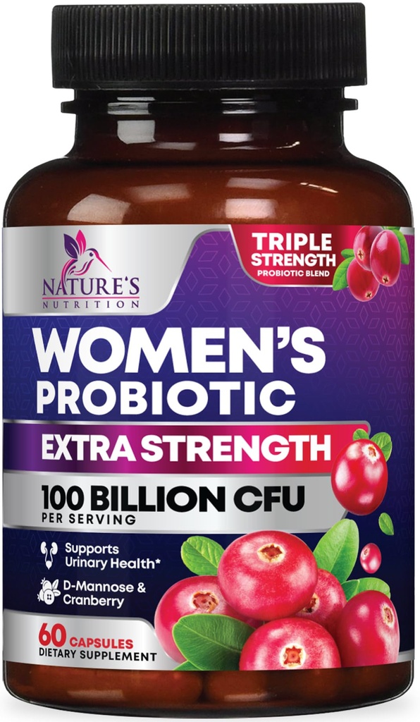 Probiotika för kvinnor Digestive Health Support - 90 miljarder CFU Women's Probiotic, 16 Strains, Cranberry, Vaginal Probiotic med prebiotika, PH, Immune, Urinary och Feminine Health Support, 60 kapslar
