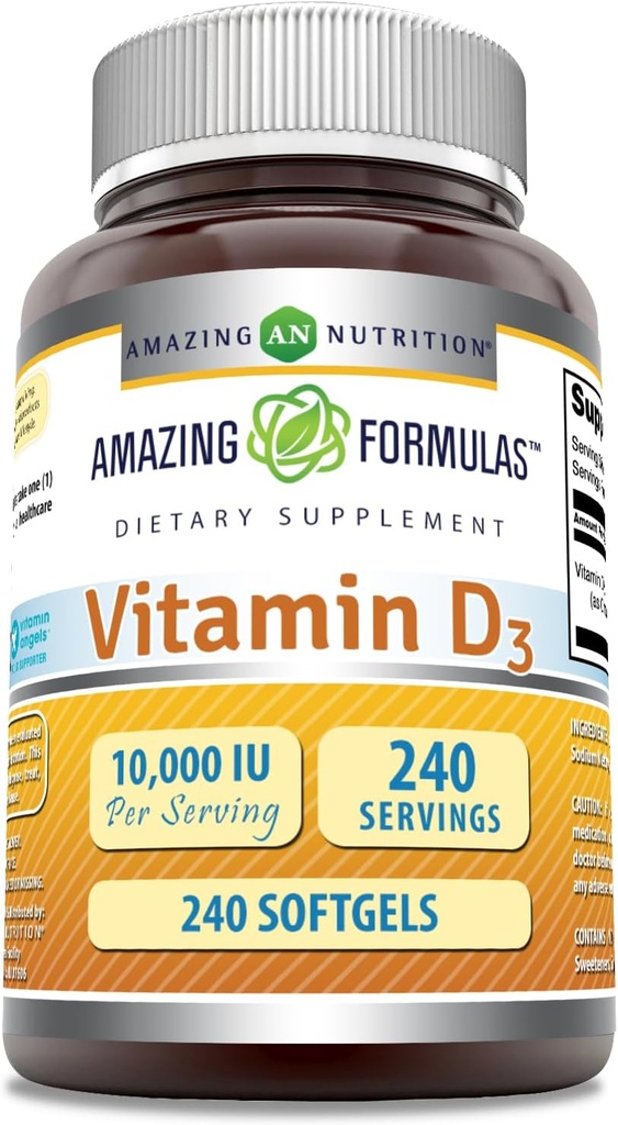 Amazing Formula D3-vitamiini (kolekalsiferoli) Supplement ... 10 000 IU... 240 Softgels...