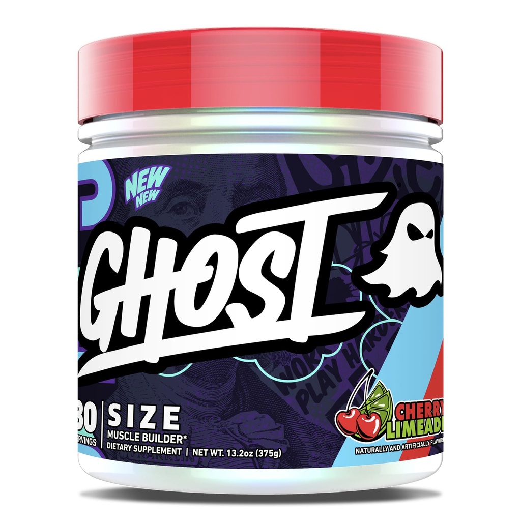 GHOST Size Lihas Builder Ravintolisä - Kirsikka Limeade, 30 Tarjoilut Tuki Lihaksen kasvu & vahvuus Rakennus miehille & naisille - Creatiini & Betaine - Sokeriton & Gluteeniton